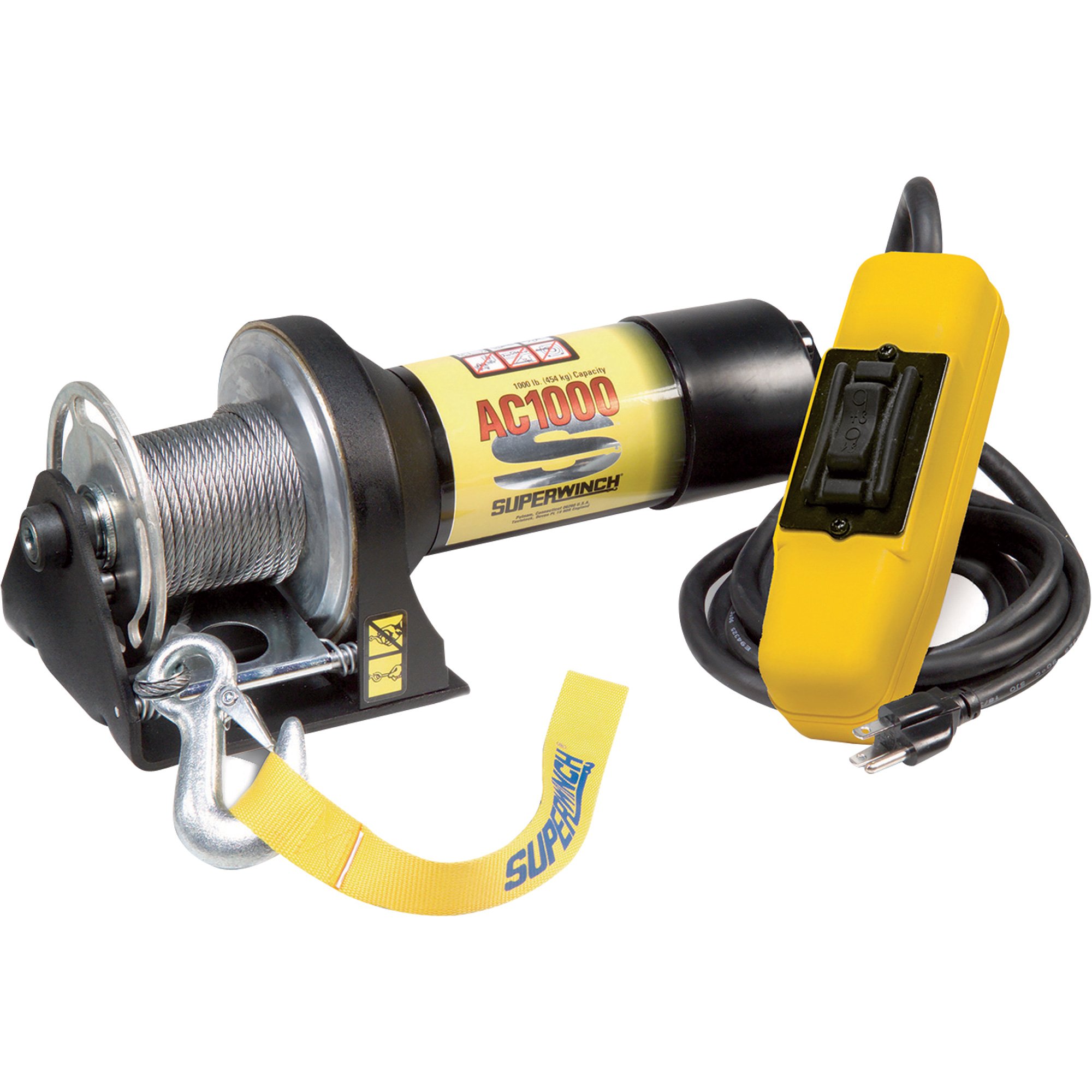 Superwinch 110 Volt AC Powered Electric Utility Winch — 1,000-Lb. Capacity, Galvanized Wire Rope, Model# AC1000